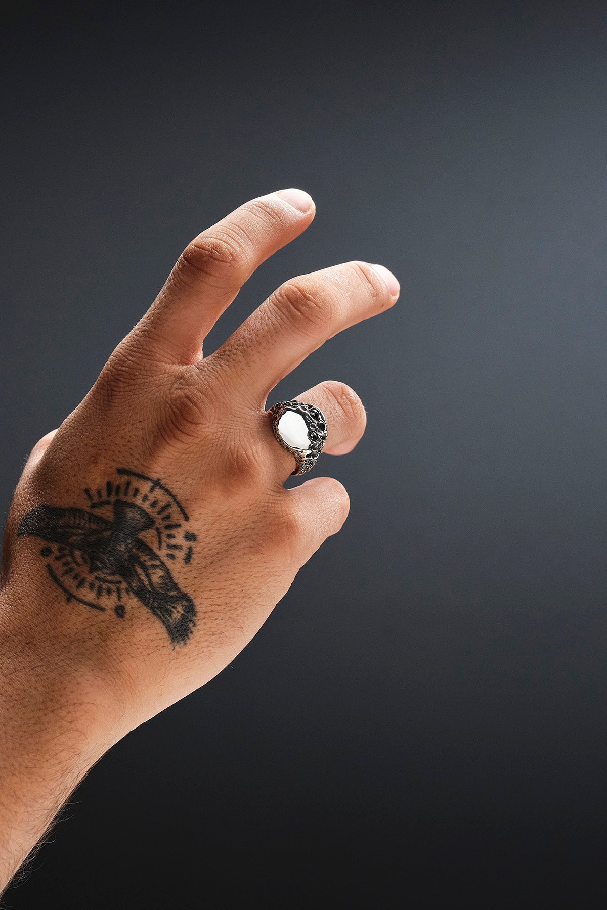 Arthur Siyah Elmas Gümüş Yüzük