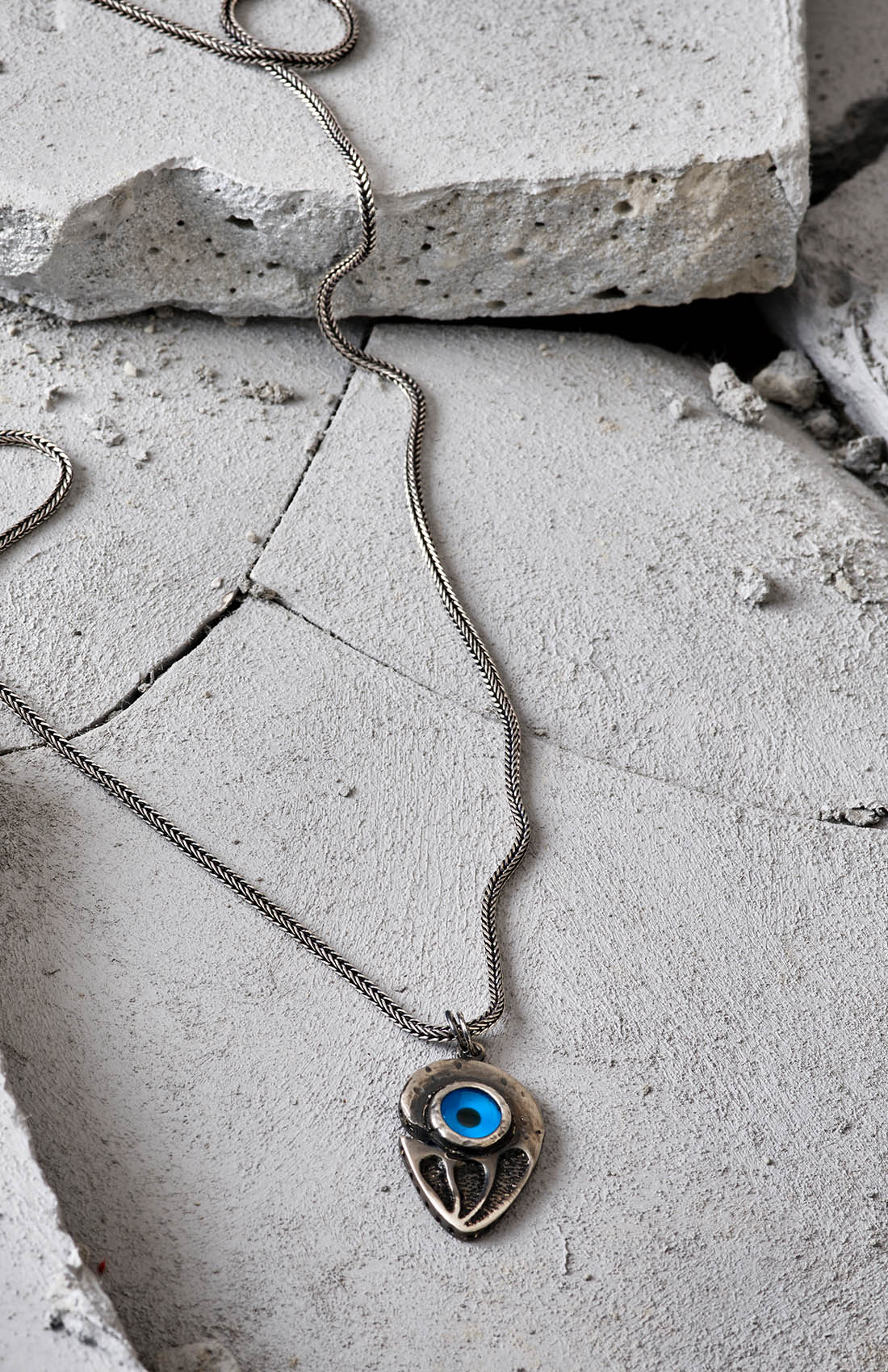 Moon Evil Eye Silver Necklace