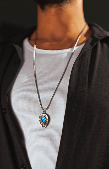 Moon Evil Eye Silver Necklace